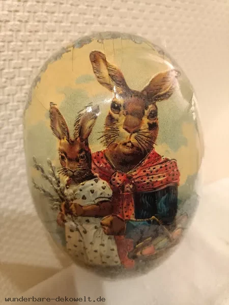 Hasenpaar Befuellbare pappeier erzgebirge braun mit ostermuster
